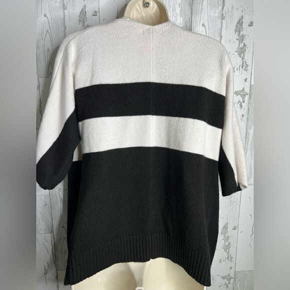 Gap Women's Black & Beige Short Sleeve Open Front Cardigan Sweater Top Size XS - Picture 4 of 7